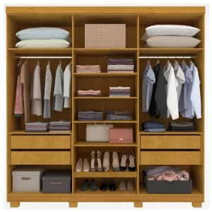 Guarda-roupa Casal 6 Portas com 6 Portas Reflecta com Pés com Led Imperatriz 100% MDF Naturale - Image 2