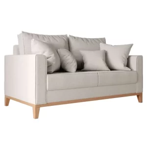 Sofá 2 Lugares Beny Base de Madeira Linho Cotton Cru RR decor Linho Cru 1.4m - Image 4