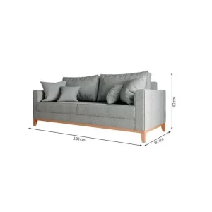 Sofá Beny 3 Lugares com Base de Madeira Élpis Móveis Linho Cinza 1.8m - Image 4