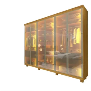 Guarda-roupa Casal 6 Portas com 6 Portas Reflecta com Pés com Led Imperatriz 100% MDF Naturale - Image 3