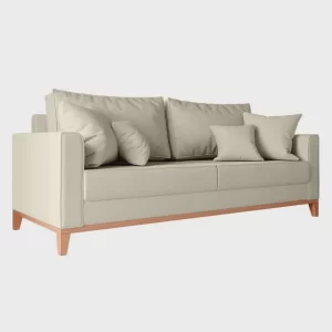 Sofá Beny 3 Lugares com Base de Madeira Linho Cru 1.8m - Image 2