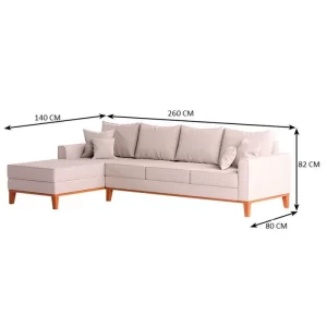 Sofá 4 Lugares Beny com Chaise Lado Esquerdo Linho Cru Linho Cru 2.6m - Image 3