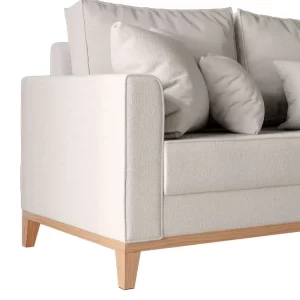 Sofá 2 Lugares Beny Base de Madeira Linho Cotton Cru RR decor Linho Cru 1.4m - Image 5