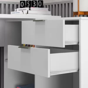 Mesa de Escritório em L 2 Gavetas 3 Nichos Office NT 2060 Branco New - Image 5