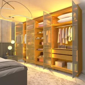 Guarda-roupa Casal 6 Portas com 6 Portas Reflecta com Pés com Led Imperatriz 100% MDF Naturale - Image 5