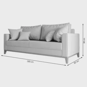 Sofá Beny 3 Lugares com Base de Madeira Linho Cru 1.8m - Image 4