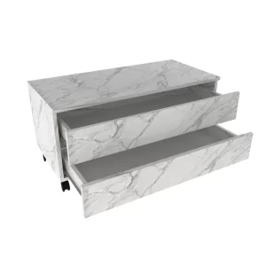 Balcão Gabinete para Banheiro 80cm com Rodízio e 2 Gavetas BN3603 Mármore Branco - Image 2