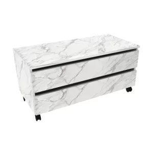 Balcão Gabinete para Banheiro 80cm com Rodízio e 2 Gavetas BN3603 Mármore Branco - Image 4