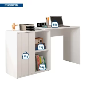 Escrivaninha para Escritório com 1 Porta Ripada Start Branco Fosco - Image 5